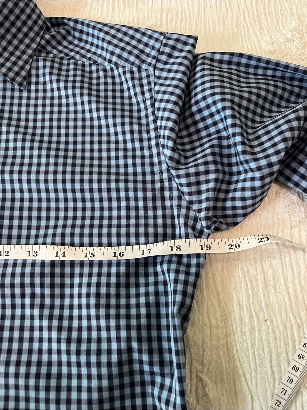 Eton Navy and Blue Gingham Slim Fit Dress Shirt - Picture 3 of 5